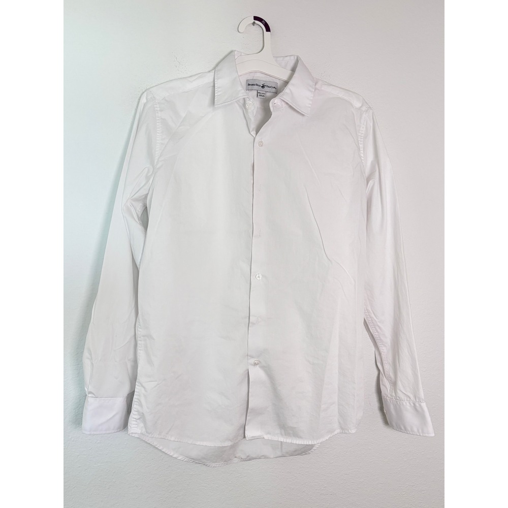 Beverly Hills Polo Club Mens White Long Sleeve Button Down Shirt Size M 15-15.5